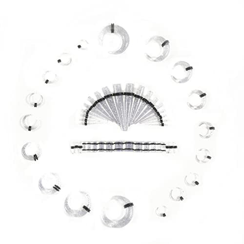 Ear Stretching Kit 54 Pieces 14Gauges-00Gauges Earrings Piercing Kit - color: transparent+glitter