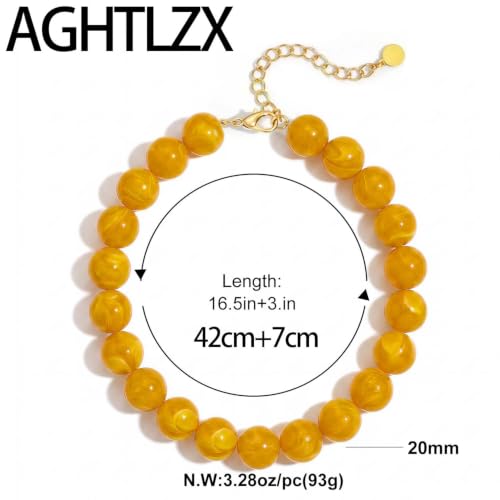 Chunky Beaded Necklace for Women, Colorful Trendy Statement Summer Jewelry Gift - color: necklace-14