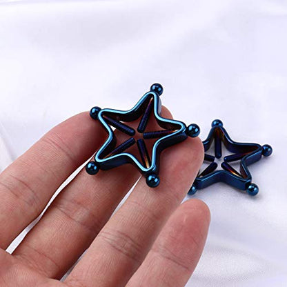 1 Pair Adults Non-Piercings Nipple Shield Adjustable Body Piercing Geometric Stars Nipple Clamp Ring Body Jewelry - color: #1 Blue