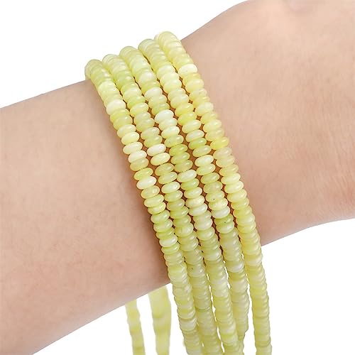 BEADIA Natural Lemon Jade Spacer Beads Caps Rondelle Disk Loose Beads for Beading Jewelry Making 4mmx2mm 38cm - color: Lemon Jade, size: Rondelle Disk 4mm x 2mm