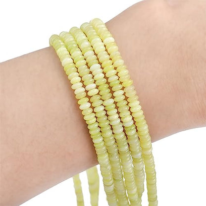 BEADIA Natural Lemon Jade Spacer Beads Caps Rondelle Disk Loose Beads for Beading Jewelry Making 4mmx2mm 38cm - color: Lemon Jade, size: Rondelle Disk 4mm x 2mm