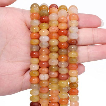 Songxi 5x8mm Natural Golden Silk Jade Beads, 75PCS Spacer Round Loose Abacus Beads for Jewelry Making, Gemstone for Bracelet Necklace Earrings, Arts and Crafts - color: Golden Silk Jade