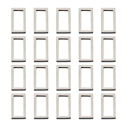 30Pcs Rectangle Linking Charms Hollow Frame Charms Stainless Steel Linking Rings Hollow Metal Pendant Frames Connectors for Earrings Bracelet Necklace Jewelry Making - color: Antique Silver