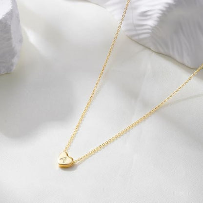 Turandoss Heart Initial Necklaces for Women Girls - 14K Gold Plated Heart Pendant Letter Alphabet Necklace Letter Initial Necklace Gifts for Girls Teens - style: R