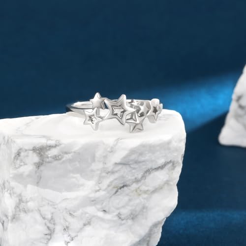 Sariel 925 Sterling Silver Toe Rings for Women Boho Adjustable Mid Finger Rings Summer Vacation Ocean Beach - color: Star