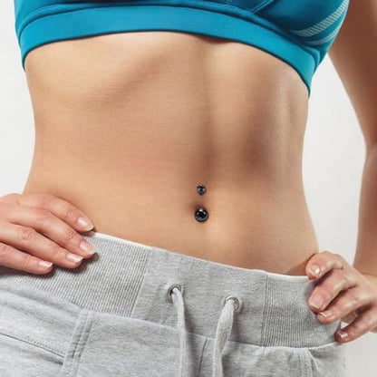 D.Bella Belly Rings for Women Belly Button Piercing Clicker Belly Button Ring Belly Button Rings Dangling 14G Surgical Steel CZ Butterfly Dangle Belly Piercing Jewelry Silver Rose Gold - color: K-Black