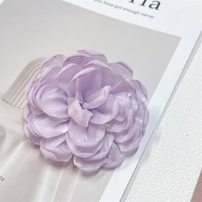 9cm Wedding Fabric Flower Brooch Pin Hair Clip for Women Men Elegant Big Camellia Rose Floral Brooches Lapel Pins Dainty Holiday Party Costume Dress Accessories Jewelry - color: Lilac
