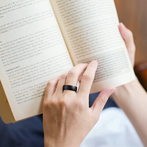 King Will Wedding Band for Men Women, 2/4/6/7/8mm Domed Matte Brushed Tungsten Carbide Rings, Solid/Dual Color Engagement Rings, Comfort Fit - color: Black&White Ceramic-8mm