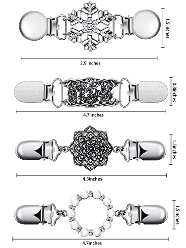 Jetec 4 Pieces Vintage Sweater Shawl Clips Retro Cardigan Collar Dress Shirt Brooch Clips for Women Wearing, 4 Styles - style: Elegant Style