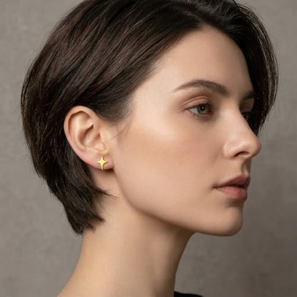 Reffeer Solid 925 Sterling Silver Star Cuff Earrings Cartilage Wraps for Women Teens Helix Earrings Star Clip On Earrings No Piercing - color: B-18K Gold Plated