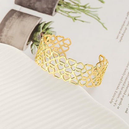 PERNNLA PEARL Dainty Gold Bar Bracelet for Women Simple Delicate Thin Cuff Bangle Hook Bracelet 18K Gold Plated Handmade Minimalist Jewelry - color: 16.Love Heart