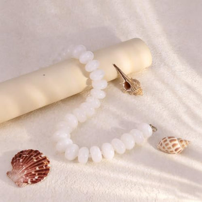 CSIYANJRY99 Chunky Beaded Necklace for Women, Large Colorful Resin Beads Statement Necklace, Boho Summer Beach Vacation Jewelry Gifts - color: White