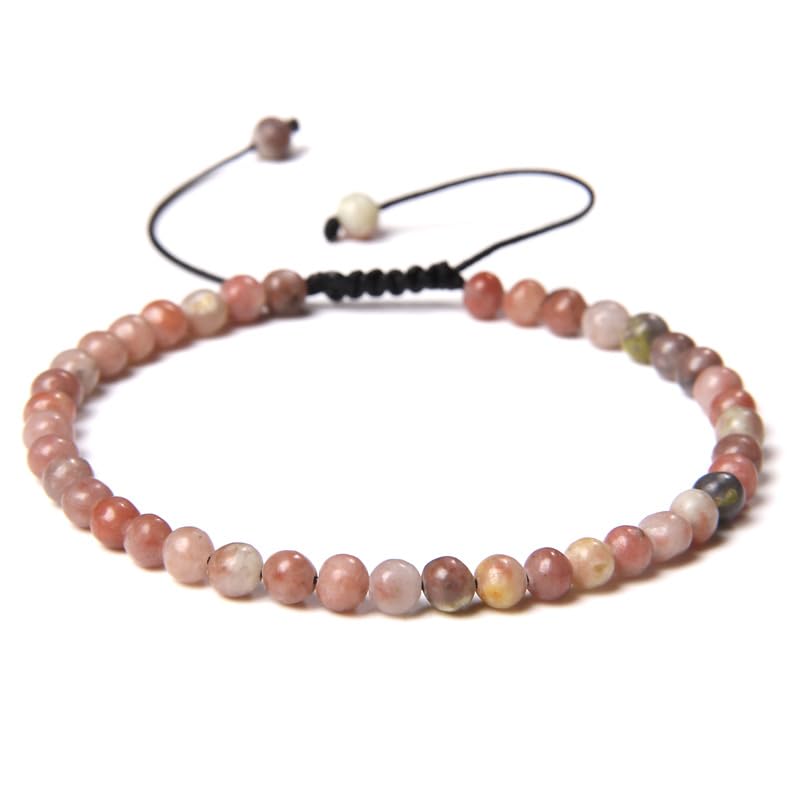 Handmade 4mm Tiny Beads Bracelet – Natural Healing Stone Beads for Yoga, Mala, and Bohemian Stacking – Stretch Bracelet for Men and Women (F)