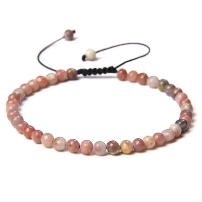 Handmade 4mm Tiny Beads Bracelet – Natural Healing Stone Beads for Yoga, Mala, and Bohemian Stacking – Stretch Bracelet for Men and Women (F)