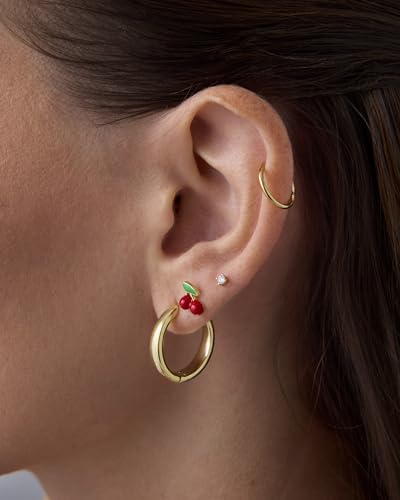 PAVOI Clicker Hoop Earrings for Women & Men, 14K Gold Plated Hinged Huggies | Hypoallergenic Titanium Piercing Earrings, Piercing Jewelry Cartilage Helix Nose Ring Tragus Rook Septum 16-18-20 Gauges - color: Titanium, size: 20 Gauge 6mm
