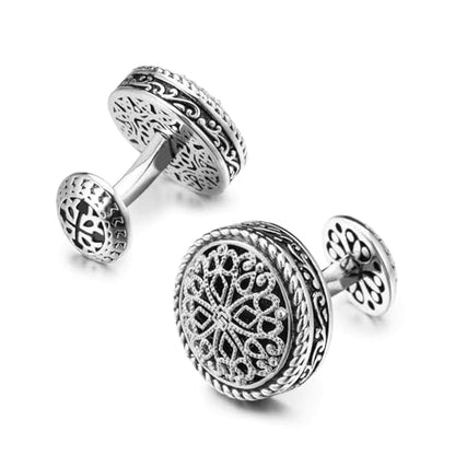 Cuff Links Mens, Cufflinks for Men, Men's Cuff Links for Wedding, Business, Father's Day, Gift for Men, 18K Gold Plated with Luxury Wooden Gift Box - style: Silver Cufflink