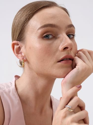 Green Crystal huggie gold hoop earrings for women Girls,14K Gold Plated with 925 Sterling Silver Post color Cubic Zirconia dainty cute Earrings| CZ Stud Earring - color: Bamboo Gold