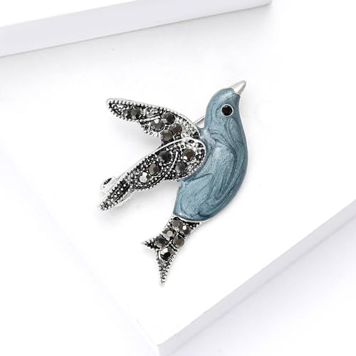 Enamel Bird Brooch for Women Rhinestones Owl/Hummingbird/Eagle/Toucan Lapel Pin Cute Bird Brooches Jewelry Gifts for Mom Wife - color: White-Pigeon 1
