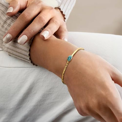 Ross-Simons Turquoise Hammered Cuff Bracelet in 18kt Gold Over Sterling