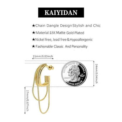 2 Pairs Gold/Silver Hoop Earrings For Women Set Trendy,14K Plated Gold Chunky Huggie Hoop Earings Pack,Oval Twisted Statement Silver Hoops,Fashion Jewelry Gift - color: 21) chain hoops