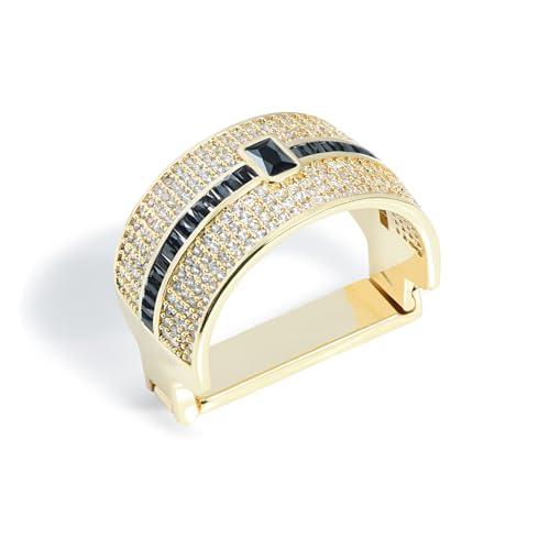 Sparkling Crystal Men's Neck Tie Ring Tie Clasp Necktie Clips Holder Tie Accessories with Box for Wedding Jewelry Gift - style: Gold Clips with Black CZ