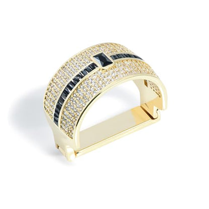 Sparkling Crystal Men's Neck Tie Ring Tie Clasp Necktie Clips Holder Tie Accessories with Box for Wedding Jewelry Gift - style: Gold Clips with Black CZ