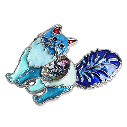 NEWEI Cat Brooch Pins for Women Girls Jacket Bag Charms Cat Pins Jewelry Gifts - color: Blue