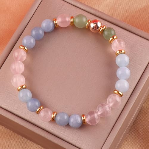 KSQS Healing Stone Bead Bracelet for Women, Natural Gemstones Balance Protection Bracelet, Spiritual Crystal Beads Bracelet Anxiety Relief with Meaning Card - color: Bestie