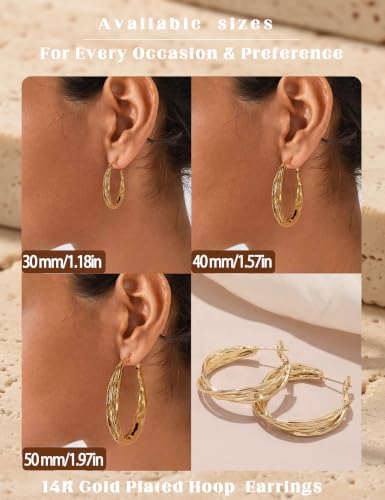 Gold Hoop Earrings for Women Hypoallergenic Lightweight Twisted Hoops Earrings Trendy Chunky Large Big Mobius Gold Earrings 30/40/50MM - color: 50MM Gold