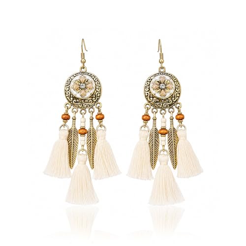 Feather Earrings Native American Earrings Boho Dangle Earrings for Women Tribal Indian Dreamcatcher Hippie Western Festival Summer Beach Jewelry - color: A1:Boho Dangle Earrings