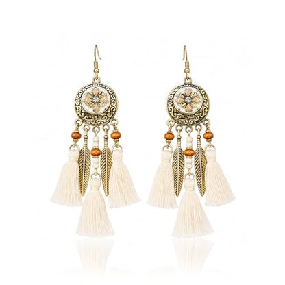 Feather Earrings Native American Earrings Boho Dangle Earrings for Women Tribal Indian Dreamcatcher Hippie Western Festival Summer Beach Jewelry - color: A1:Boho Dangle Earrings