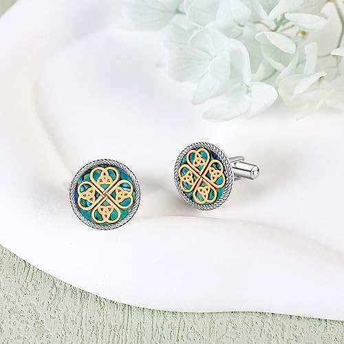 Cufflinks for Men Sterling Silver Abalone Shell Tuxedo Shirt Cuff Links Jewelry for Men Father Business Groomsmen - style: clover