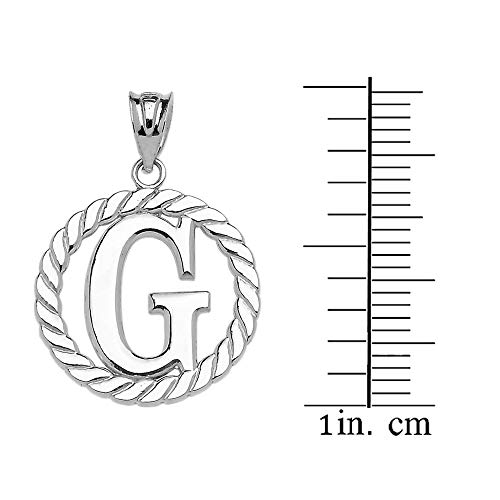 Claddagh Gold Fine 925 Sterling Silver Personalized Initial A-Z Roped Circle Charm Pendant - style: G