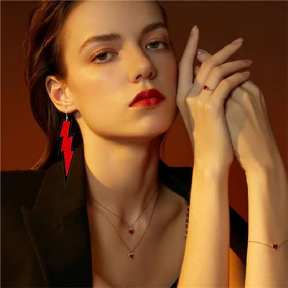 ONLYJUMP Acrylic Exaggerated Lightning Earrings Statement Punk Retro Geometric Delicate Neon Personalized Earrings Accessory Jewelry for Women - color: Glitter Red