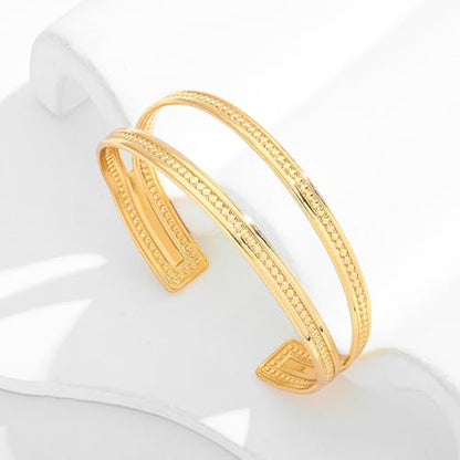 Chunky 14k Gold Cuff Bracelets for Women - Non Tarnish Teardrop Bangle Multi-layer Cross Wire Open Bracelets - color: Golden 20
