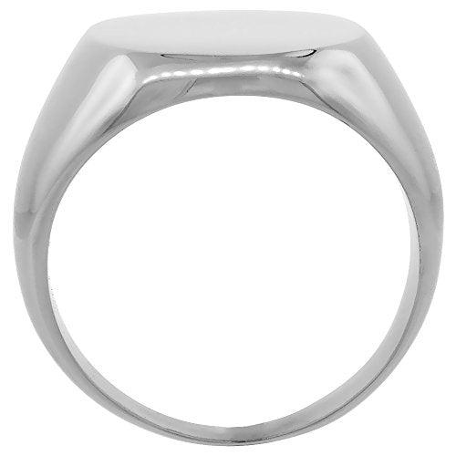 Sabrina Silver Surgical Stainless Steel Large Oval Signet Ring Solid Back Flawless Finish 3/4 inch Sizes 8 to 13