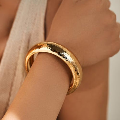 YMBYCM Gold Chunky Bangle Bracelets for Women | Trendy Wide Chunky Cuff Bracelets Wrap Bracelet Fashion Jewelry Accessories - color: K-G