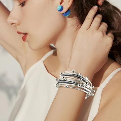 Wrapped Bracelets for Women,Leather Boho Bracelets for Women - color: Doubleloop-Grey
