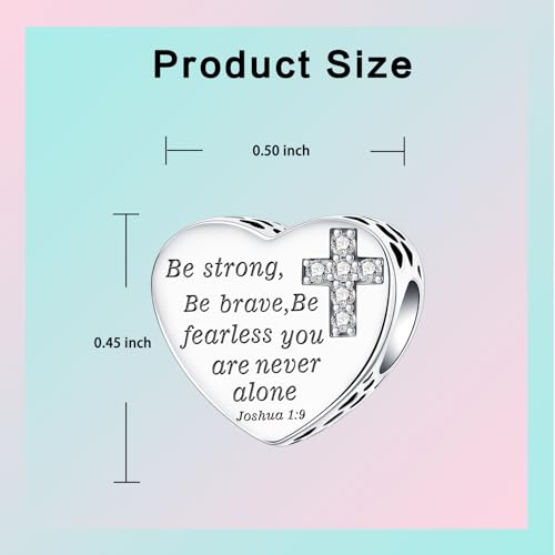 LUXILLA Love You Best Friend Grandma Wife Heart Charm 925 Sterling Silver Charms Fit for Bracelets Necklace Jewelry Gift for Women - color: Be strong,Be brave Charm