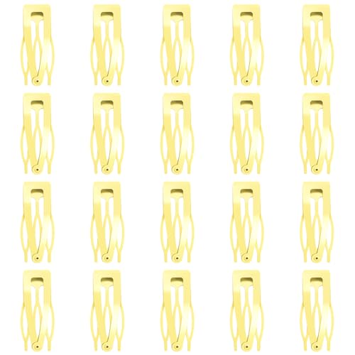 20 Pcs Snap Hair Clips for Women Snap Hair Barrettes Double Grip Hair Clips 3 Prong Clips for Hair Barrettes for Women Girls (Light Yellow) - color: Light Yellow