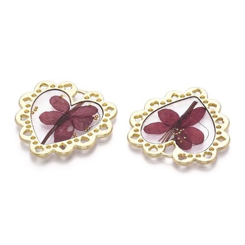 Elecrelive Crystal Heart Charms Rhinestone Heart Pendants Valentine Charms for Necklace Bracelet Earring Wedding Jewelry - color: Brown