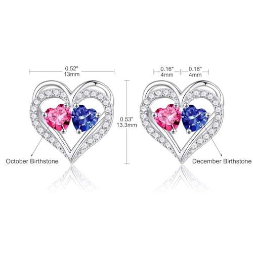 Iefil Birthstone Earrings for Women - 925 Sterling Silver Birthstone Earrings, Anniversary Birthday Gifts for Women Wife Girlfriend Mom - color: 10-12-Oct-Dec Birthstone
