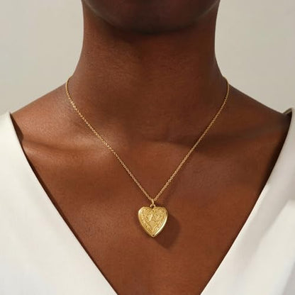 Gold Initial Heart Letter Pendant Necklace Jewelry for Women | 14K Gold Plated Fashion Waterproof Statement Cute Necklaces Dainty Personalized Name Friendship Couple Gifts for Women - color: Initial A