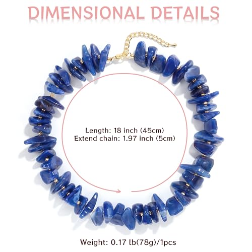 Elegance 11 designs Chunky Heart Necklace for Women, Colorful Acrylic Beaded Statement Puff Heart Necklace, Cute Boho Y2K Choker Necklace for Gift Jewelry - color: Blue