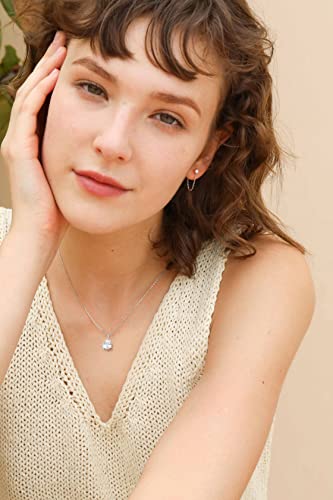 S.Leaf 18K Gold Plated Cubic Zirconia Choker Necklace for Women 925 Sterling Silver Layered Coin Moon Star Heart Circle Crystal Lariat Pendant Necklaces Gifts for Women Trendy - color: Teardrop_Silver