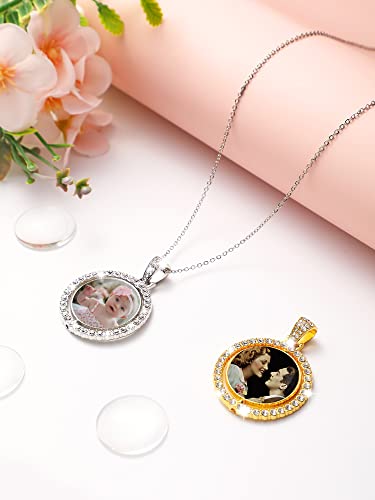 Ferraycle 27 Pieces Rhinestone Bezel Pendant Trays Set Including 9 Pieces Double-Sided Sublimation Blank 1 Inch Bezel Round Pendant Trays Charms with 18 Transparent Glass(Silver, Gold) - color: Gold,Silver
