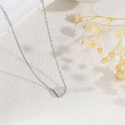 BAYLAY Heart Necklace for Women Girls, 18K Gold Plated Heart Pendant Charm Necklace Dainty Gold Necklace for Women Gold Jewelry Gifts for Mom Grandma Wife - color: Silver, style: Silver - Cute Heart