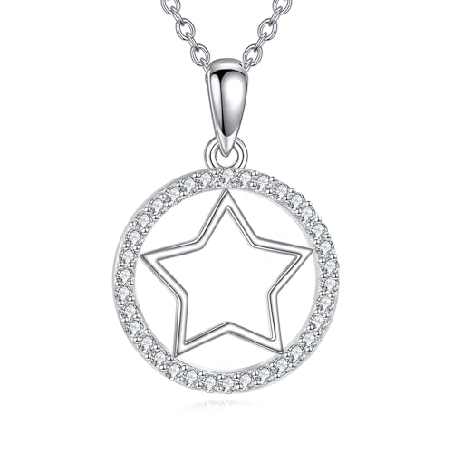 LUHE Star Moon Necklace for Women Sterling Silver Moon Pendant Necklace Star Jewelry Gifts for Women - style: silver star