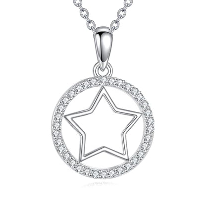 LUHE Star Moon Necklace for Women Sterling Silver Moon Pendant Necklace Star Jewelry Gifts for Women - style: silver star