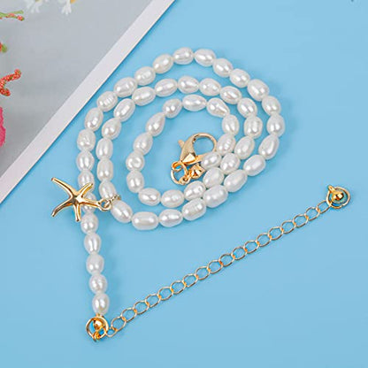 wgoud Natural Freshwater Pearl Choker Necklace for Women, Trendy 14K Gold Plated Pearl Necklaces Handmade Jewelry Gift - color: Necklace E
